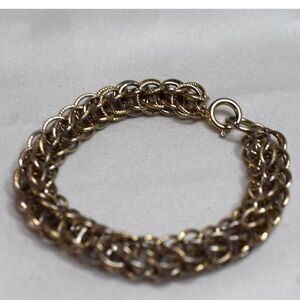 Vintage Gothic Punk Grunge Chainmaille Gold Tone Metal Link 7" Unisex Bracelet